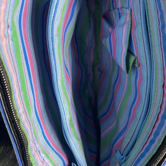 VINTAGE- KATE SPADE STRIPED SHOULDER BLUE/GREEN/BLACK - Picture 4 of 5